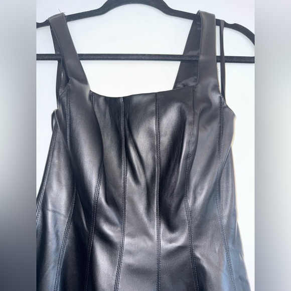 7 FOR ALL MANKIND Black Faux Leather Swing Dress SIZE: XS - Picture 6 of 12